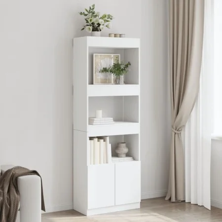 Aparador alto madera de ingeniería blanco 63x33x180 cm de , Librerías y estanterías - Ref: Foro24-3309600, Precio: 93,38 €, D...