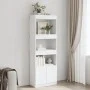 Aparador alto madera de ingeniería blanco 63x33x180 cm de , Librerías y estanterías - Ref: Foro24-3309600, Precio: 93,38 €, D...
