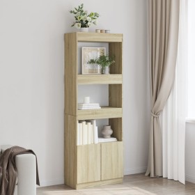 Engineered wood high sideboard in Sonoma oak 63x33x180 cm by , Bookcases and shelves - Ref: Foro24-3309602, Price: 91,11 €, D...
