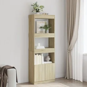 Engineered wood high sideboard in Sonoma oak 63x33x180 cm by , Bookcases and shelves - Ref: Foro24-3309602, Price: 90,07 €, D...