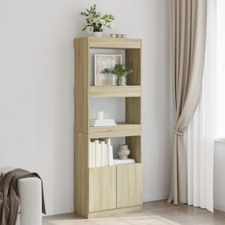 Engineered wood high sideboard in Sonoma oak 63x33x180 cm by , Bookcases and shelves - Ref: Foro24-3309602, Price: 90,07 €, D...