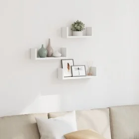 Wall shelf 3 units engineered wood white by , Shelves and shelves - Ref: Foro24-853308, Price: 17,81 €, Discount: %