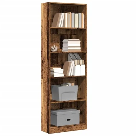 Engineered wood bookshelf in aged color, 60x24x176 cm by , Bookcases and shelves - Ref: Foro24-857828, Price: 73,92 €, Discou...