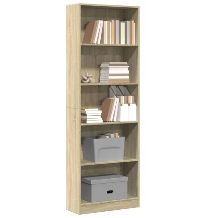 Engineered wood bookshelf in Sonoma oak, 60x24x176 cm. by , Bookcases and shelves - Ref: Foro24-857823, Price: 72,41 €, Disco...