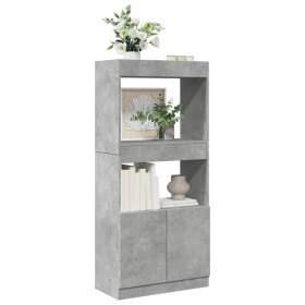 Grauer Beton-Engineered-Holz-Sideboard 63x33x140 cm von , Bücherregale und Regale - Ref: Foro24-855109, Preis: 69,60 €, Rabat...