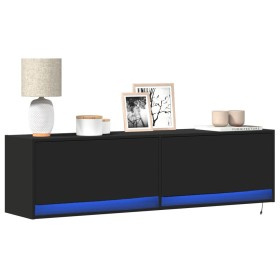 Wand-TV-Möbel mit LED-Lichtern schwarz 140x31x38 cm von , TV-Möbel - Ref: Foro24-852370, Preis: 118,18 €, Rabatt: %