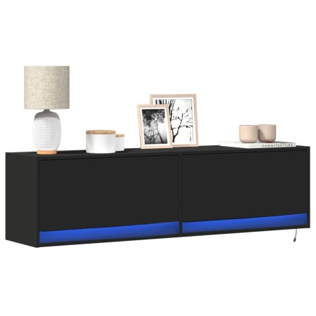 Mueble de TV de pared con luces LED negro 140x31x38 cm de , Muebles TV - Ref: Foro24-852370, Precio: 122,22 €, Descuento: %