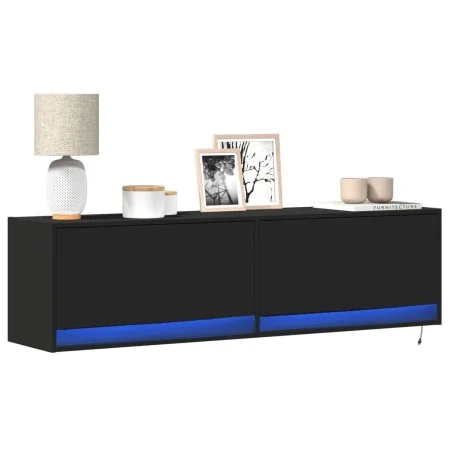 Wand-TV-Möbel mit LED-Lichtern schwarz 140x31x38 cm von , TV-Möbel - Ref: Foro24-852370, Preis: 116,43 €, Rabatt: %