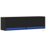 Mueble de TV de pared con luces LED negro 140x31x38 cm de , Muebles TV - Ref: Foro24-852370, Precio: 122,22 €, Descuento: %