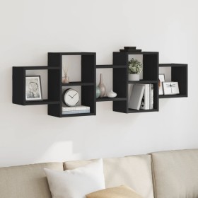 Estantería de pared madera de ingeniería negra 129x18x42 cm de , Estantes y estanterías - Ref: Foro24-853219, Precio: 64,15 €...