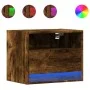 Wall-mounted bedside table with LED lights in smoked oak. by , Nightstands - Ref: Foro24-852069, Price: 32,72 €, Discount: %