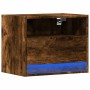 Wall-mounted bedside table with LED lights in smoked oak. by , Nightstands - Ref: Foro24-852069, Price: 33,09 €, Discount: %