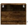 Wall-mounted bedside table with LED lights in smoked oak. by , Nightstands - Ref: Foro24-852069, Price: 32,72 €, Discount: %
