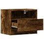 Wall-mounted bedside table with LED lights in smoked oak. by , Nightstands - Ref: Foro24-852069, Price: 32,72 €, Discount: %