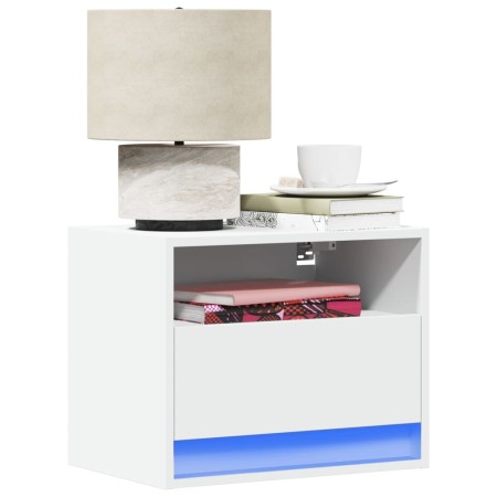 Wall-mounted bedside tables with LED lights, 2 units, white by , Nightstands - Ref: Foro24-852062, Price: 61,40 €, Discount: %