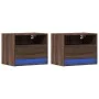 Wall-mounted bedside tables with LED lights, 2 units, brown oak. by , Nightstands - Ref: Foro24-852074, Price: 59,65 €, Disco...