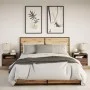 Wall-mounted bedside tables with LED lights, 2 units, brown oak. by , Nightstands - Ref: Foro24-852074, Price: 59,65 €, Disco...