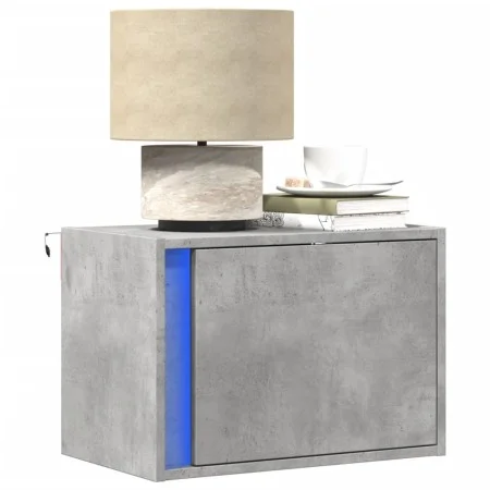Wall-mounted bedside table with LED lights in concrete gray by , Nightstands - Ref: Foro24-852095, Price: 34,99 €, Discount: %