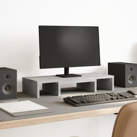 Adjustable screen stand made of gray concrete wood 60x24x10.5cm by , Computer bases and risers - Ref: Foro24-854628, Price: 2...