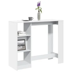 White engineered wood bar table with shelf 124x46x103.5 cm by , Kitchen and dining tables - Ref: Foro24-854391, Price: 83,84 ...