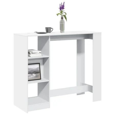 White engineered wood bar table with shelf 124x46x103.5 cm by , Kitchen and dining tables - Ref: Foro24-854391, Price: 83,84 ...