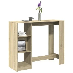 Bar table with Sonoma oak wood shelf 124x46x103.5 cm by , Kitchen and dining tables - Ref: Foro24-854393, Price: 87,31 €, Dis...