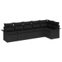 Conjunto de sofá de jardín con cojín 6 pcs Negro Poliratán