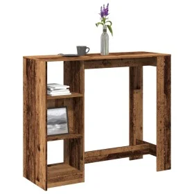 Bar-Tisch mit Regal aus gealtertem Holz 124x46x103,5 cm von , Küchen- und Esstische - Ref: Foro24-854398, Preis: 94,99 €, Rab...