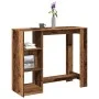 Bar table with aged wood shelf 124x46x103.5 cm by , Kitchen and dining tables - Ref: Foro24-854398, Price: 94,99 €, Discount: %