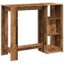 Mesa bar con estante madera envejecida 124x46x103,5 cm de , Mesas de cocina y de comedor - Ref: Foro24-854398, Precio: 94,99 ...