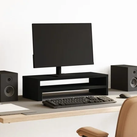 Engineered wood black screen stand 54x22x15 cm by , Computer bases and risers - Ref: Foro24-854770, Price: 25,24 €, Discount: %