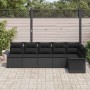 Conjunto de sofá de jardín con cojín 6 pcs Negro Poliratán