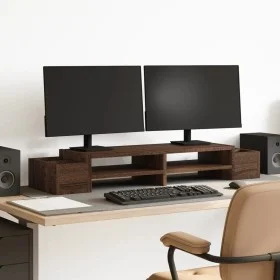 Brown oak screen stand with storage 100x27x15 cm by , Computer bases and risers - Ref: Foro24-854694, Price: 40,31 €, Discoun...