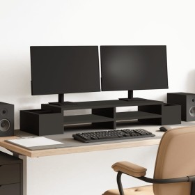 Screen stand with black wood storage 100x27x15 cm by , Computer bases and risers - Ref: Foro24-854689, Price: 35,56 €, Discou...