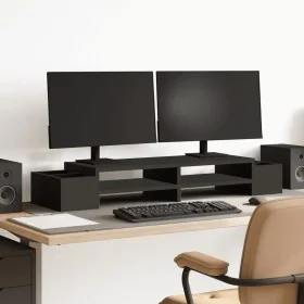 Screen stand with black wood storage 100x27x15 cm by , Computer bases and risers - Ref: Foro24-854689, Price: 35,02 €, Discou...