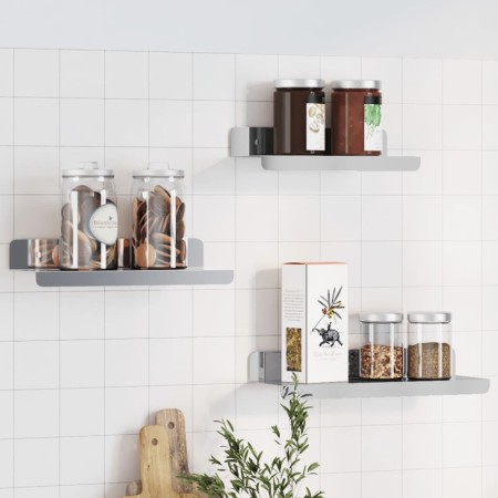 Estantes de pared 3 uds acero inoxidable plateado by , Shelves and shelves - Ref: Foro24-30270, Price: 22,28 €, Discount: %