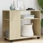 Mesa auxiliar con ruedas madera roble Sonoma 70x35x60 cm by , Side tables - Ref: Foro24-853148, Price: 57,26 €, Discount: %