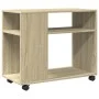 Mesa auxiliar con ruedas madera roble Sonoma 70x35x60 cm by , Side tables - Ref: Foro24-853148, Price: 57,26 €, Discount: %