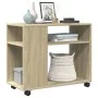 Mesa auxiliar con ruedas madera roble Sonoma 70x35x60 cm by , Side tables - Ref: Foro24-853148, Price: 57,26 €, Discount: %