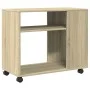 Mesa auxiliar con ruedas madera roble Sonoma 70x35x60 cm by , Side tables - Ref: Foro24-853148, Price: 57,26 €, Discount: %
