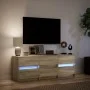 Mueble de TV LED madera de ingeniería roble Sonoma 140x34x50 cm by , TV Furniture - Ref: Foro24-3307921, Price: 145,91 €, Dis...