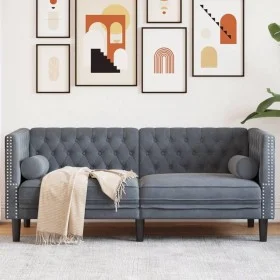Sofá Chesterfield 2 plazas con cojines terciopelo gris oscuro by , Sofas - Ref: Foro24-372684, Price: 313,26 €, Discount: %