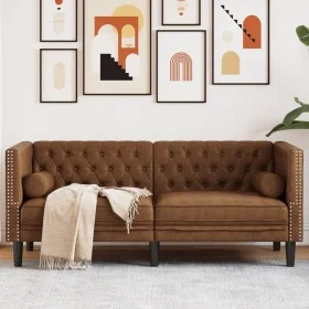 Zweiplätziges Chesterfield-Sofa aus braunem synthetischem Wildleder. von , Sofas - Ref: Foro24-372692, Preis: 333,71 €, Rabat...