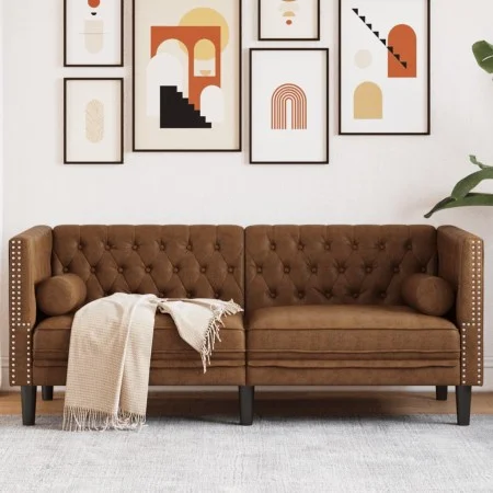 Zweiplätziges Chesterfield-Sofa aus braunem synthetischem Wildleder. von , Sofas - Ref: Foro24-372692, Preis: 333,71 €, Rabat...
