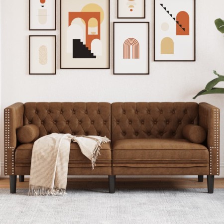 Zweiplätziges Chesterfield-Sofa aus braunem synthetischem Wildleder. von , Sofas - Ref: Foro24-372692, Preis: 321,29 €, Rabat...