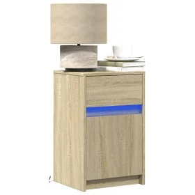 Mesita de noche con luces LED madera de ingeniería roble Sonoma by , Nightstands - Ref: Foro24-852002, Price: 49,76 €, Discou...