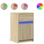 Mesita de noche con luces LED madera de ingeniería roble Sonoma by , Nightstands - Ref: Foro24-852002, Price: 48,10 €, Discou...