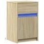 Mesita de noche con luces LED madera de ingeniería roble Sonoma by , Nightstands - Ref: Foro24-852002, Price: 49,76 €, Discou...