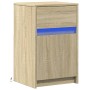 Mesita de noche con luces LED madera de ingeniería roble Sonoma by , Nightstands - Ref: Foro24-852002, Price: 48,10 €, Discou...