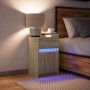 Mesita de noche con luces LED madera de ingeniería roble Sonoma by , Nightstands - Ref: Foro24-852002, Price: 48,10 €, Discou...